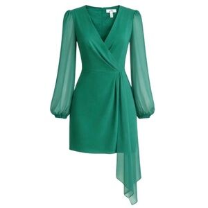 Belle Badgley Mischka Erika Emerald Green Mini Dress Size 4